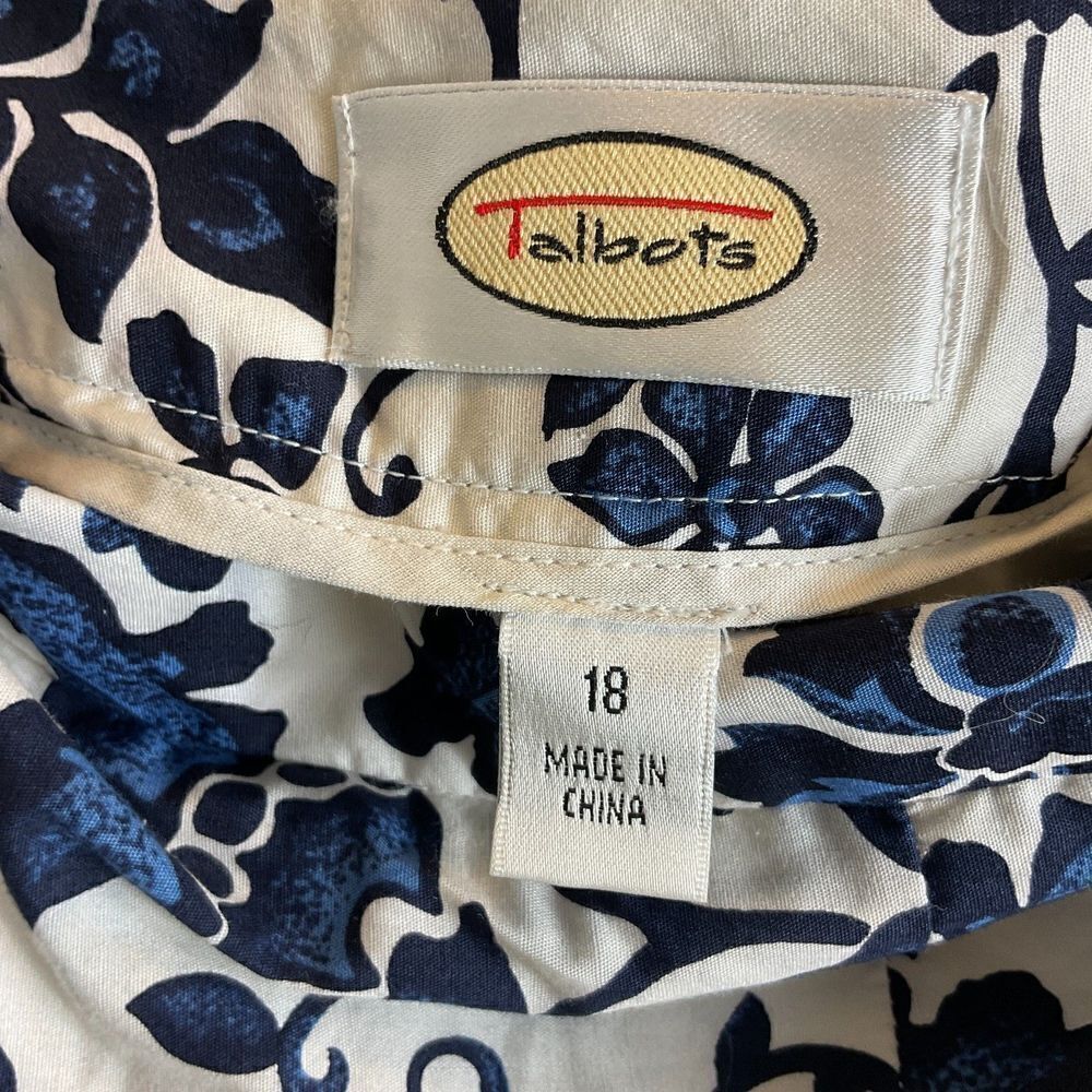 Talbots Women Navy Blue White Floral Skirt Lightweight Cotton Pleated A Line H2 - Picture 10 of 12